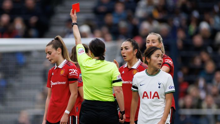 Ella Toone saw red after a clash with Tottenham midfielder Eveliina Summanen