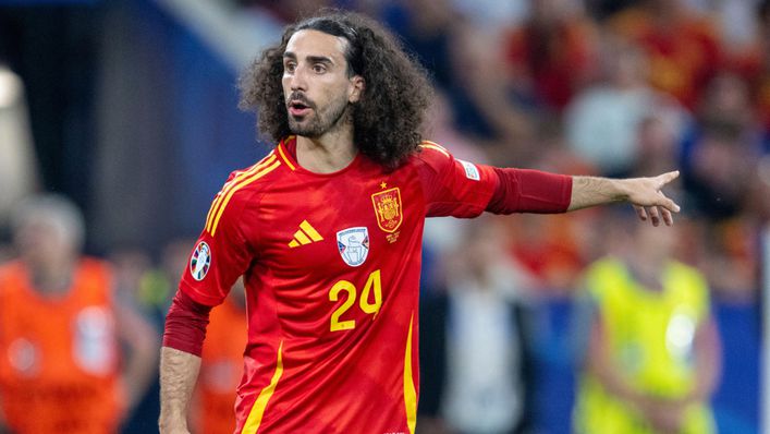 Spain's Marc Cucurella is usually in the thick of the action