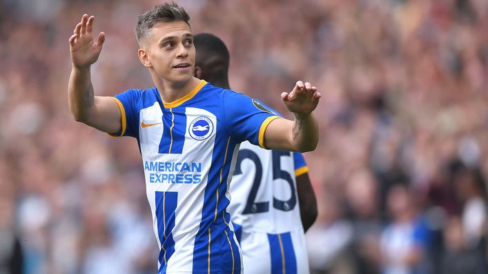 Leandro Trossard appears to be waving goodbye to Brighton