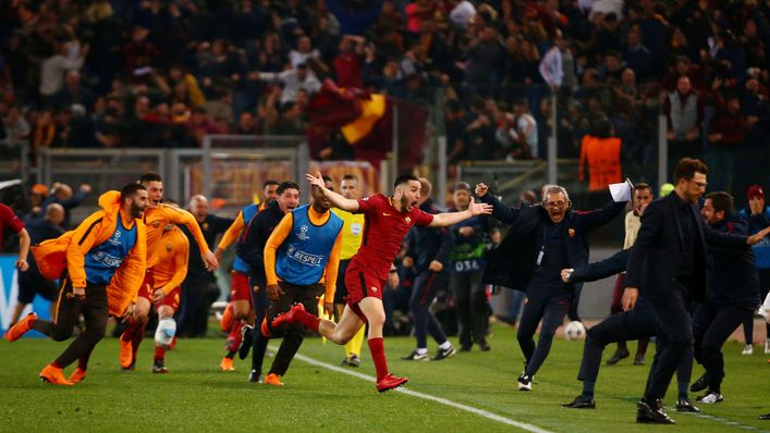 Kostas Manolas' goal prompted scenes of euphoria in Roma's quarter-final victory against Barcelona in 2018