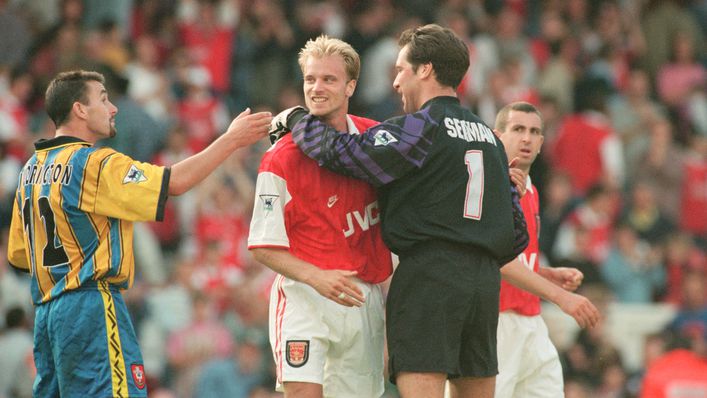 Dennis Bergkamp and David Seaman won two Premier League titles together at Arsenal