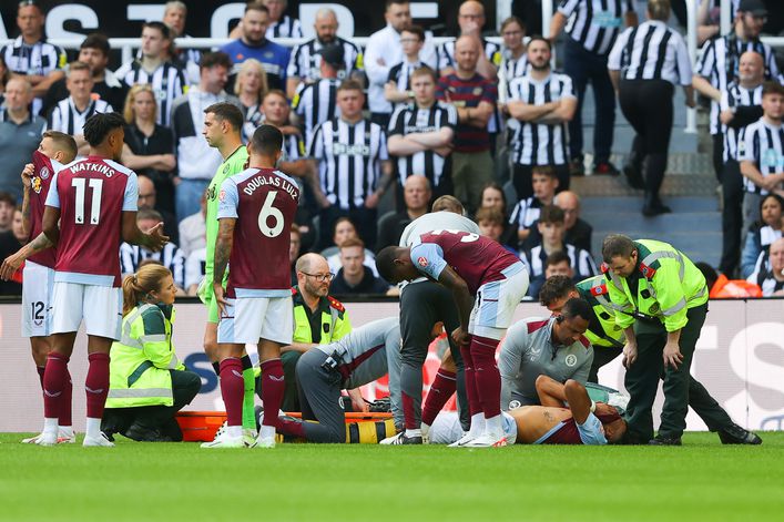 Tyrone Mings was stretchered off during Aston Villa's 5-1 loss at Newcastle