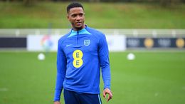 Ezri Konsa pictured in England training for the first time