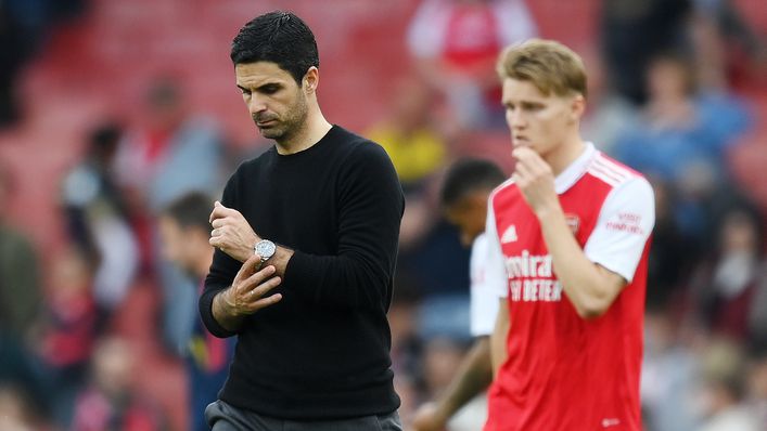 Mikel Arteta's Arsenal are four points behind leaders Manchester City