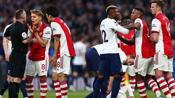 The North London derby saw a red card when Tottenham hosted Arsenal at the back end of last season