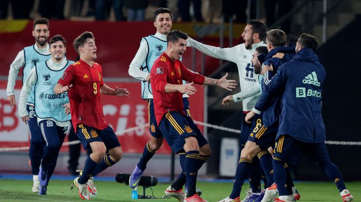 Alvaro Morata celebrates his goal against Sweden which booked Spain's spot in the World Cup