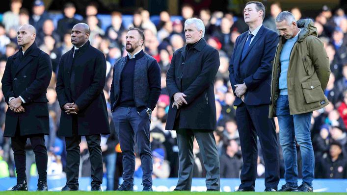 Mark Hughes (right centre) was one of several Chelsea legends paying respects to Gianluca Vialli this weekend