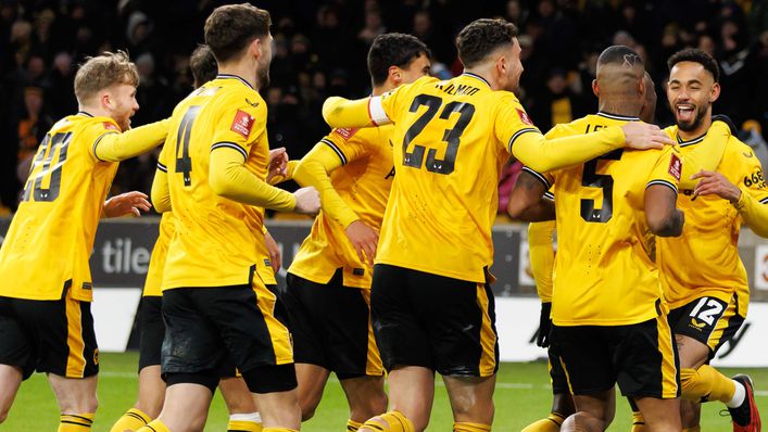 Wolves celebrate their winning goal against Brentford