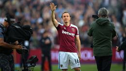 Mark Noble waves to fans after playing his final home game for West Ham