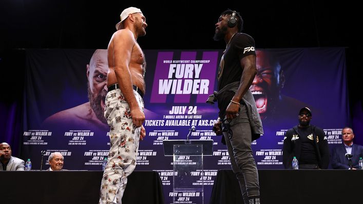 Tyson Fury and Deontay Wilder were locked in a five-minute staredown (Pic: Mikey Williams/Top Rank via Getty Images)