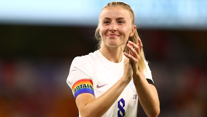 England captain Leah Williamson applauds the fans after the Lionesses' victory