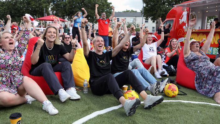 Poppy Pattinson, Millie Turner and Lucy Staniforth at a screening of Australia vs England hosted by McDonald's in Nottingham