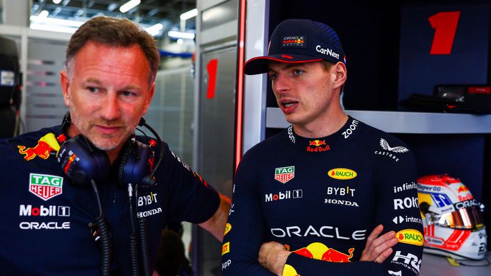 Max Verstappen, right, plotting another win in Saudi Arabia with Red Bull team boss Christian Horner