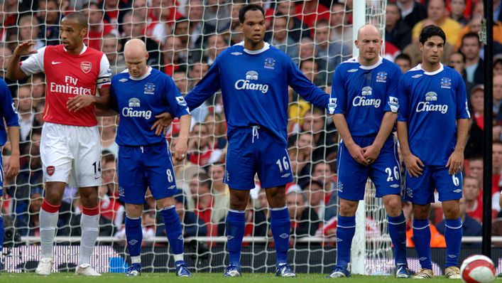 Joleon Lescott (centre) and Mikel Arteta (far right) were team-mates at Everton