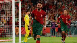 Bruno Fernandes celebrates scoring for Portugal