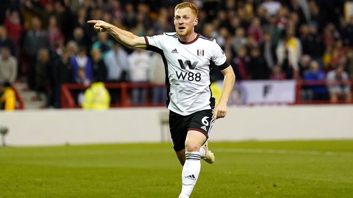 Harrison Reed celebrates scoring Fulham's third goal against Nottingham Forest