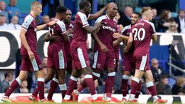 Angelo Ogbonna is mobbed by his West Ham team-mates after scoring what proved to be the winning goal