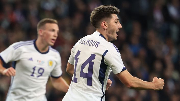 Scotland's Billy Gilmour celebrates his early goal against France