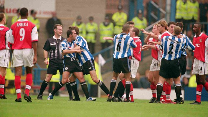 Paolo Di Canio sent referee Paul Alcock flying at Hillsborough in September 1998