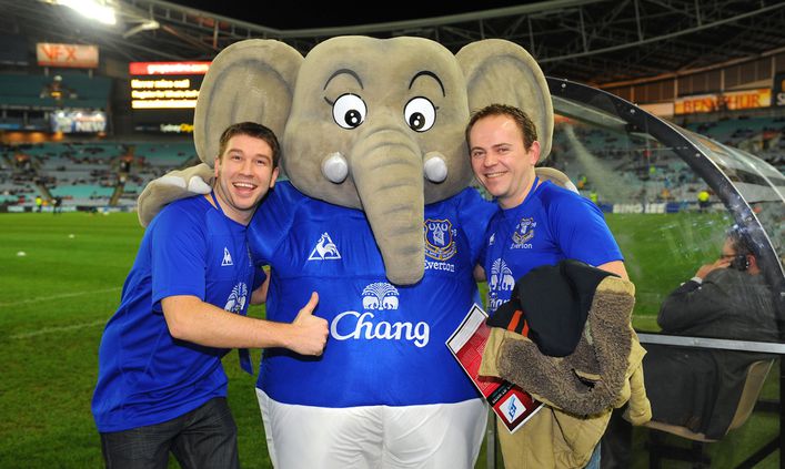 Chang the Elephant poses on a pre-season tour with Everton