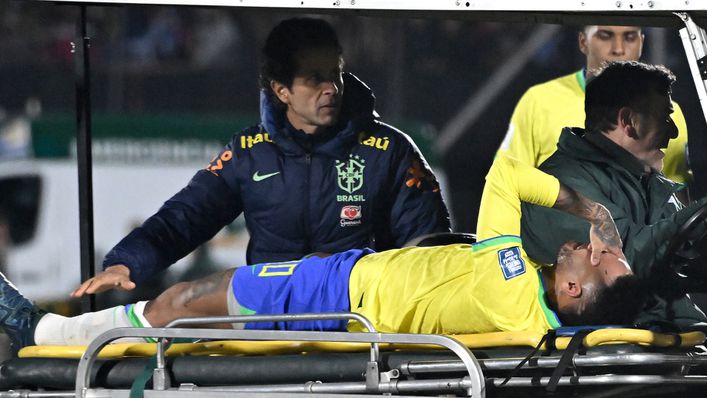 Neymar left the pitch in tears after injuring his knee against Uruguay