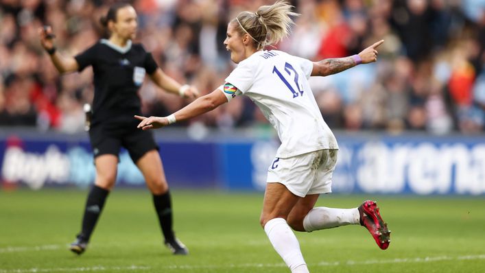 Rachel Daly netted two headers to hand England victory over Italy