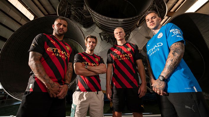 Manchester City unveiled their 2022-23 away kit at the NASA Space Center in Houston