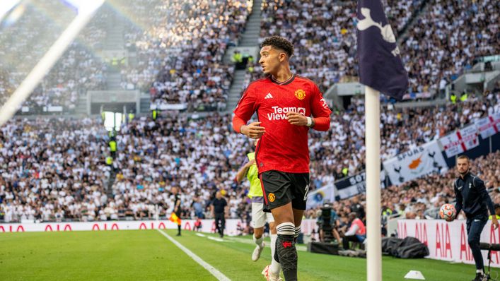 Jadon Sancho featured in Manchester United's loss at Tottenham