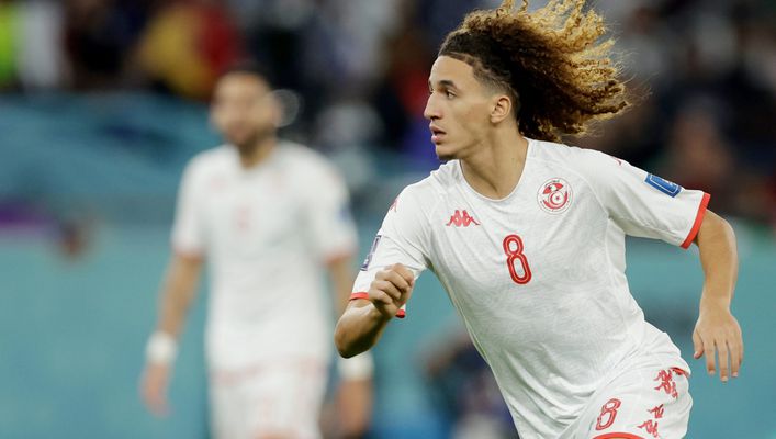 Hannibal Mejbri featured for Tunisia at the 2022 World Cup