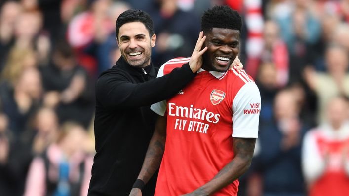 Mikel Arteta and Thomas Partey were all smiles after the rout of Crystal Palace