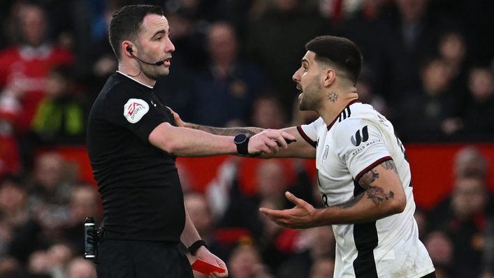 Aleksandar Mitrovic was red-carded after pushing ref Chris Kavanagh