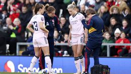 Leah Williamson received treatment on the pitch before being subbed after 15 minutes