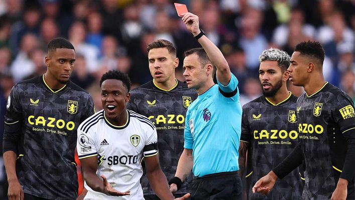 Luis Sinisterra earned himself a silly red card against Aston Villa