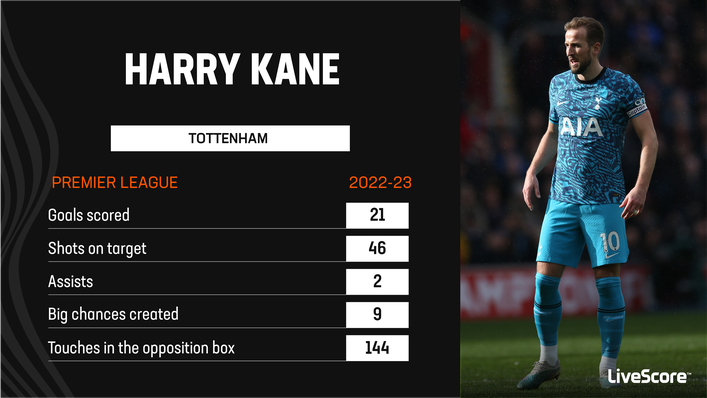Harry Kane has scored 21 goals in the Premier League this season