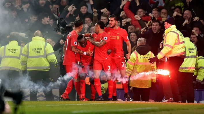 Sadio Mane celebrated his winner in front of Liverpool fans in the away end at Goodison Park