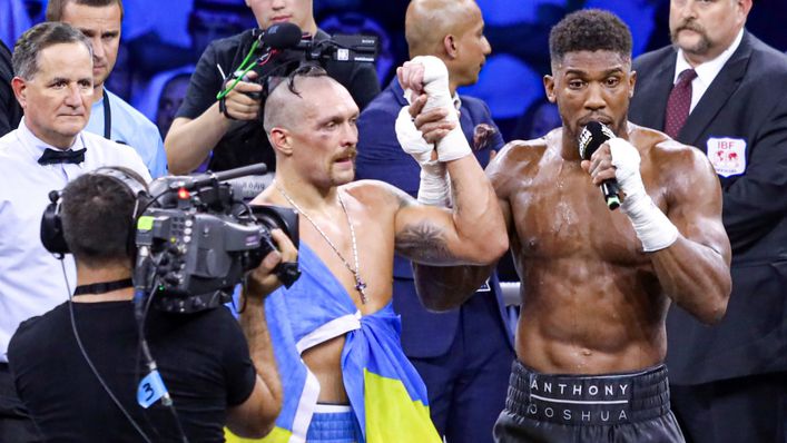 Anthony Joshua asked the crowd to give Oleksandr Usyk a round of applause during his post-fight speech