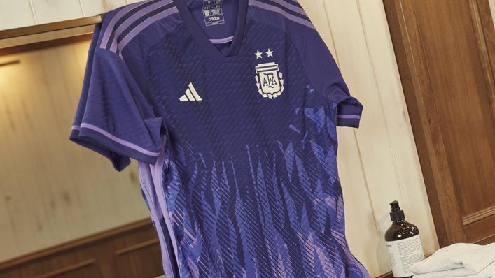 Argentina's two-toned purple away kit will go alongside their traditional blue and white home kit