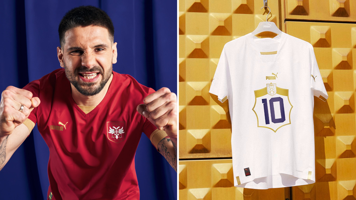 Serbia's dark red home kit goes alongside a white away one