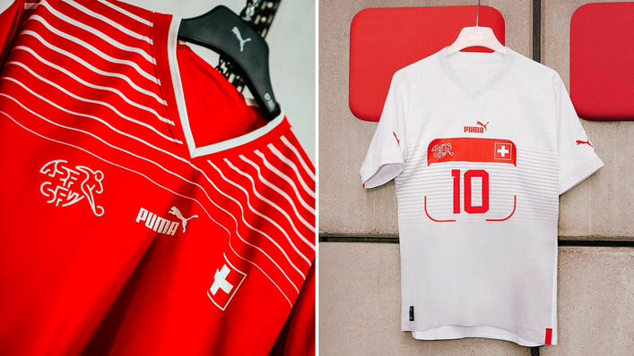 Switzerland's red and white home and away kits