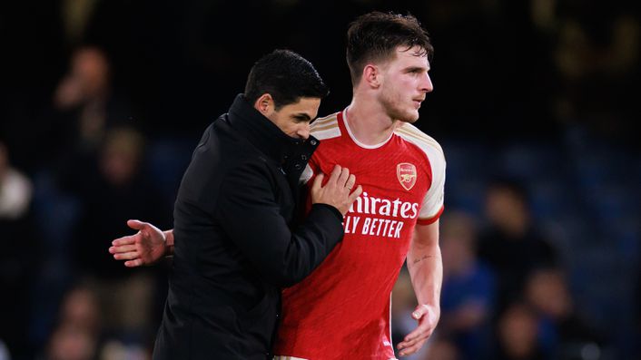 Declan Rice with Arsenal manager Mikel Arteta after the draw