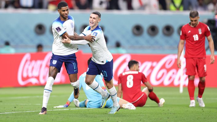Marcus Rashford celebrated with fellow sub Phil Foden after scoring