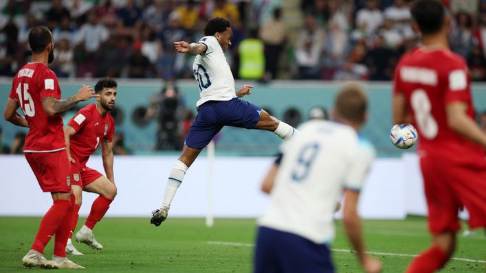 Raheem Sterling was on the end of a Harry Kane cross to make it 3-0 to England in first-half stoppage time