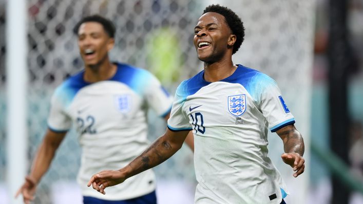 Raheem Sterling was all smiles after adding to England's first-half tally