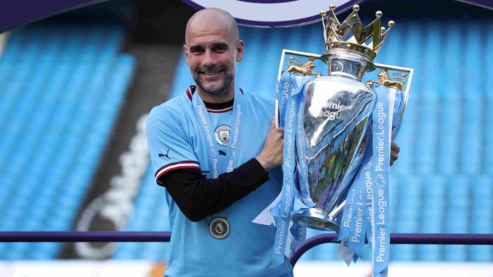 Pep Guardiola lifted the Premier League trophy for a fifth time on Sunday