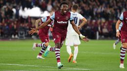 Mohammed Kudus celebrates after scoring his first goal for new club West Ham