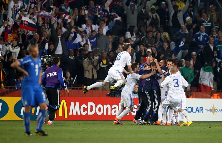 Slovakia pulled off a stunning 3-2 win to dump Italy out in 2010