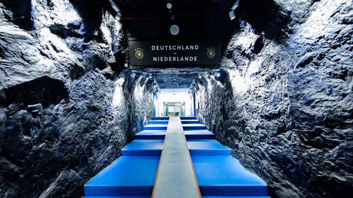 Schalke's Veltins Arena has a unique tunnel which pays tribute to the area's mining heritage