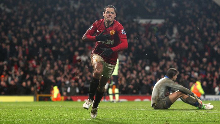 Javier Hernandez celebrates scoring the winning goal against Newcastle on Boxing Day in 2012