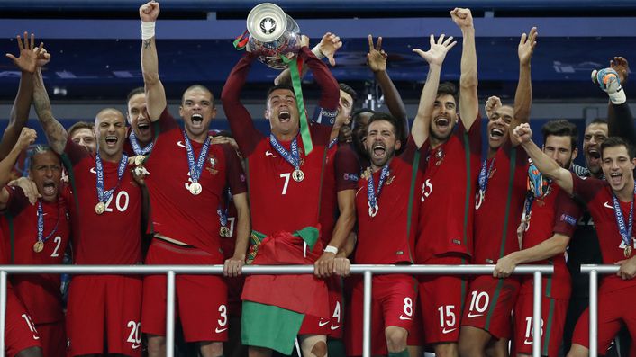 Portugal celebrate their Euro 2016 final victory over France