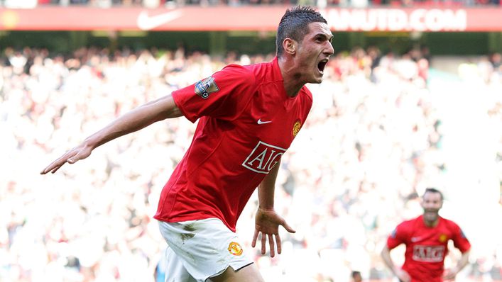 Federico Macheda celebrates his stunning debut goal for Manchester United against Aston Villa